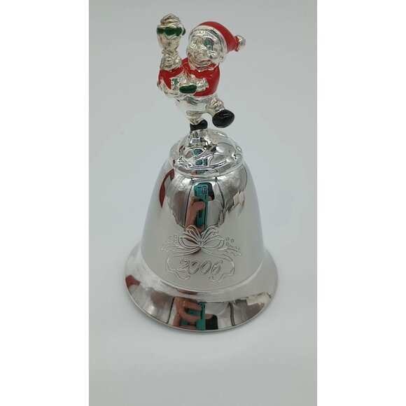 2006 Lenox Disney Christmas Bell Winnie the Pooh Santa Silver Plated Holiday - Picture 2 of 16